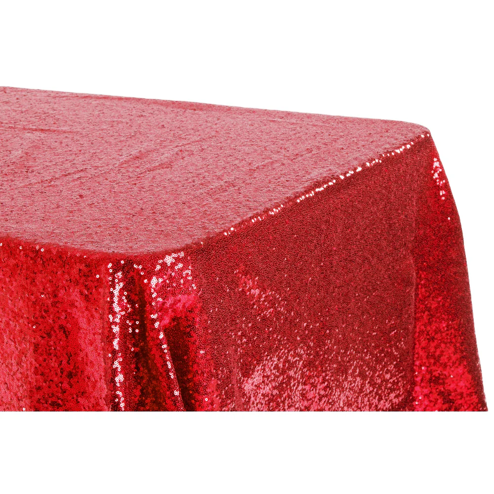 Glitz Sequin 90"x132" Rectangular Tablecloth - Red - Image 3