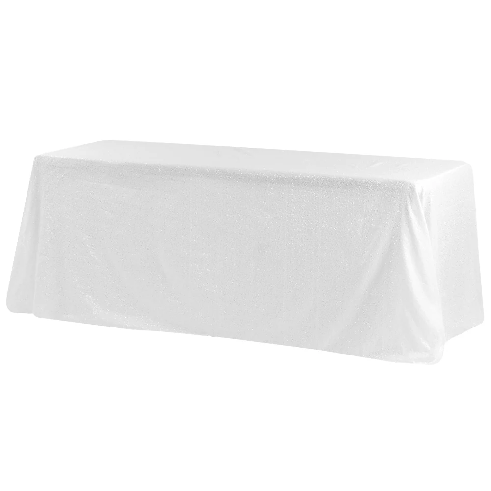Glitz Sequin 90"x132" Rectangular Tablecloth - White - Image 2