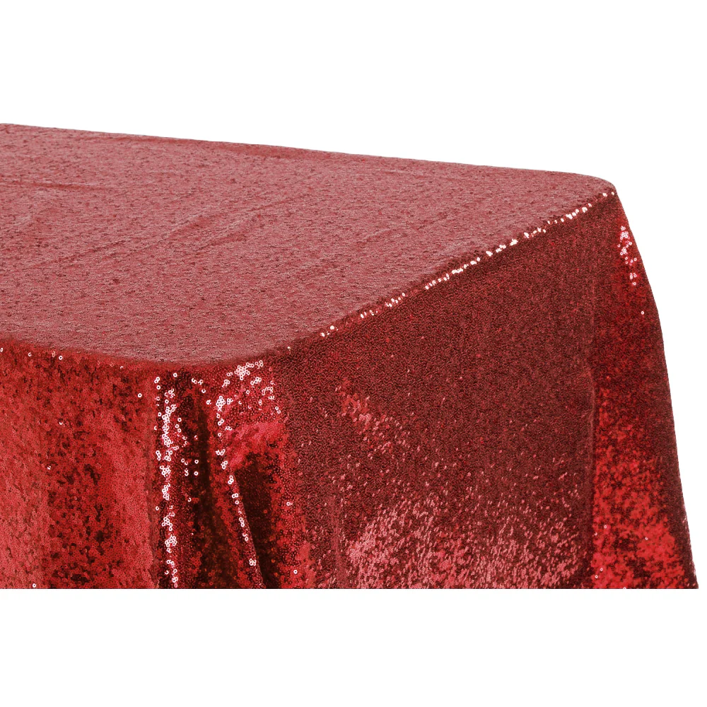 Glitz Sequin 90"x156" Rectangular Tablecloth - Apple Red - Image 4