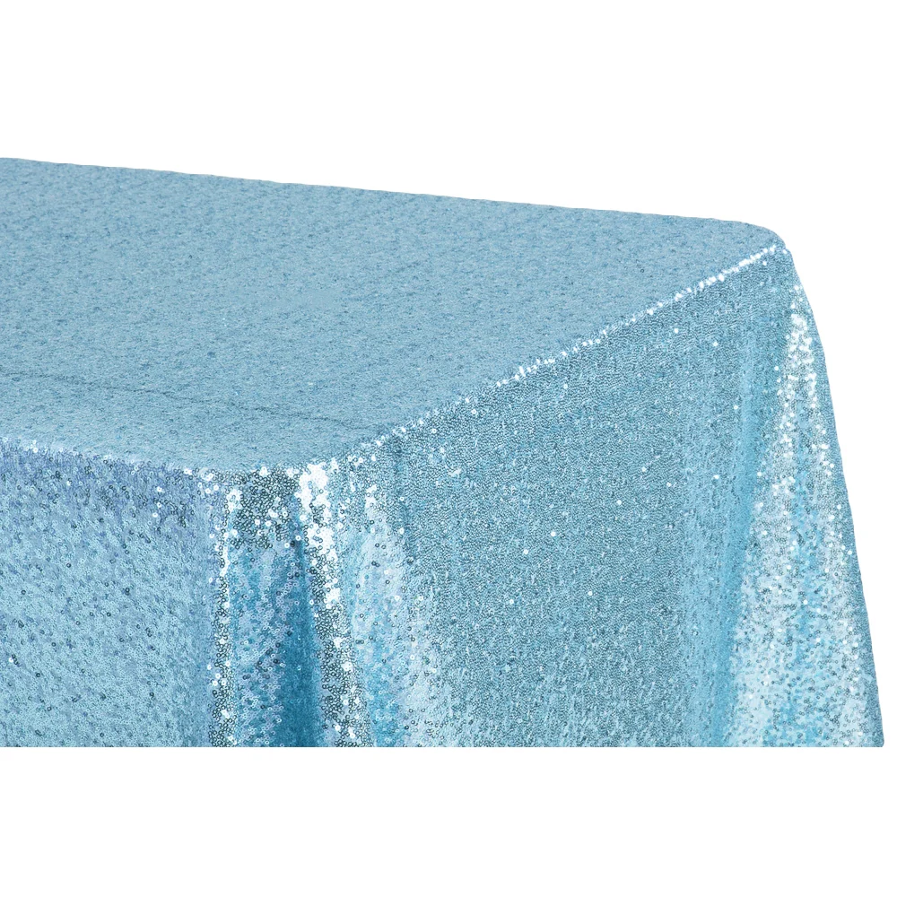 Glitz Sequin 90"x156" Rectangular Tablecloth - Baby Blue - Image 2