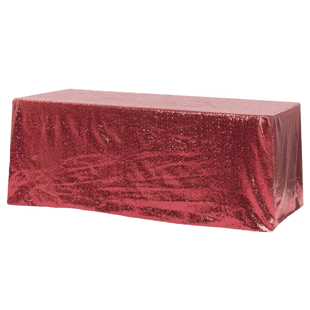 Glitz Sequin 90"x156" Rectangular Tablecloth - Burgundy
