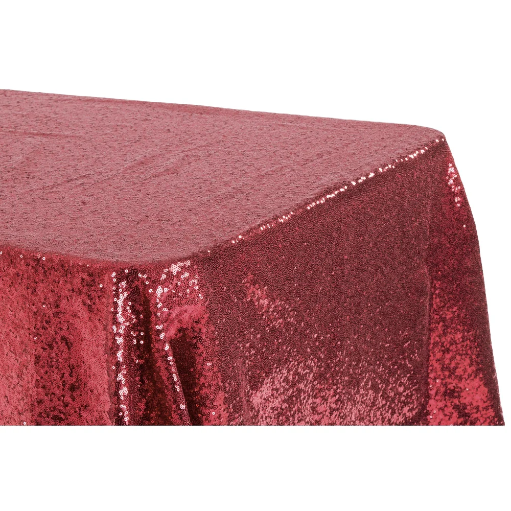 Glitz Sequin 90"x156" Rectangular Tablecloth - Burgundy - Image 2
