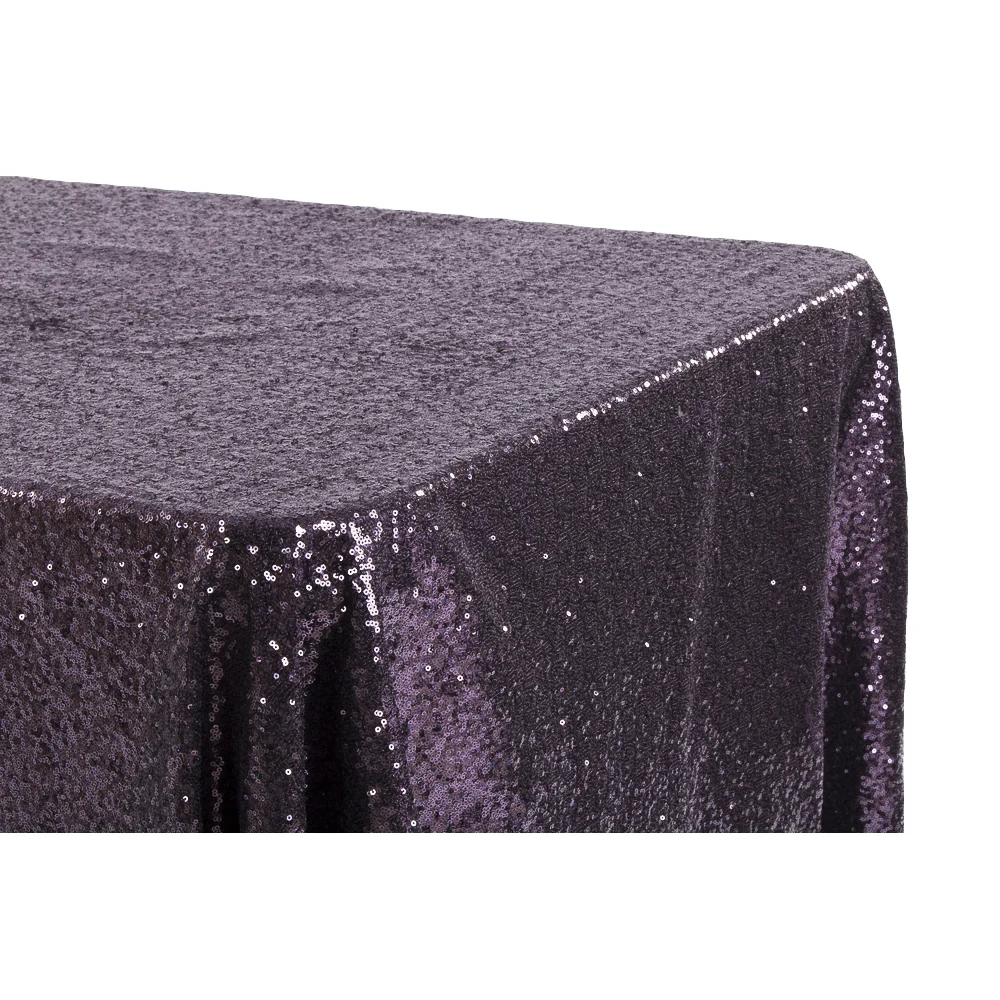 Glitz Sequin 90"x156" Rectangular Tablecloth - Eggplant/Plum - Image 2