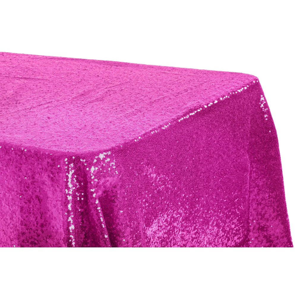 Glitz Sequin 90"x156" Rectangular Tablecloth - Fuchsia - Image 2