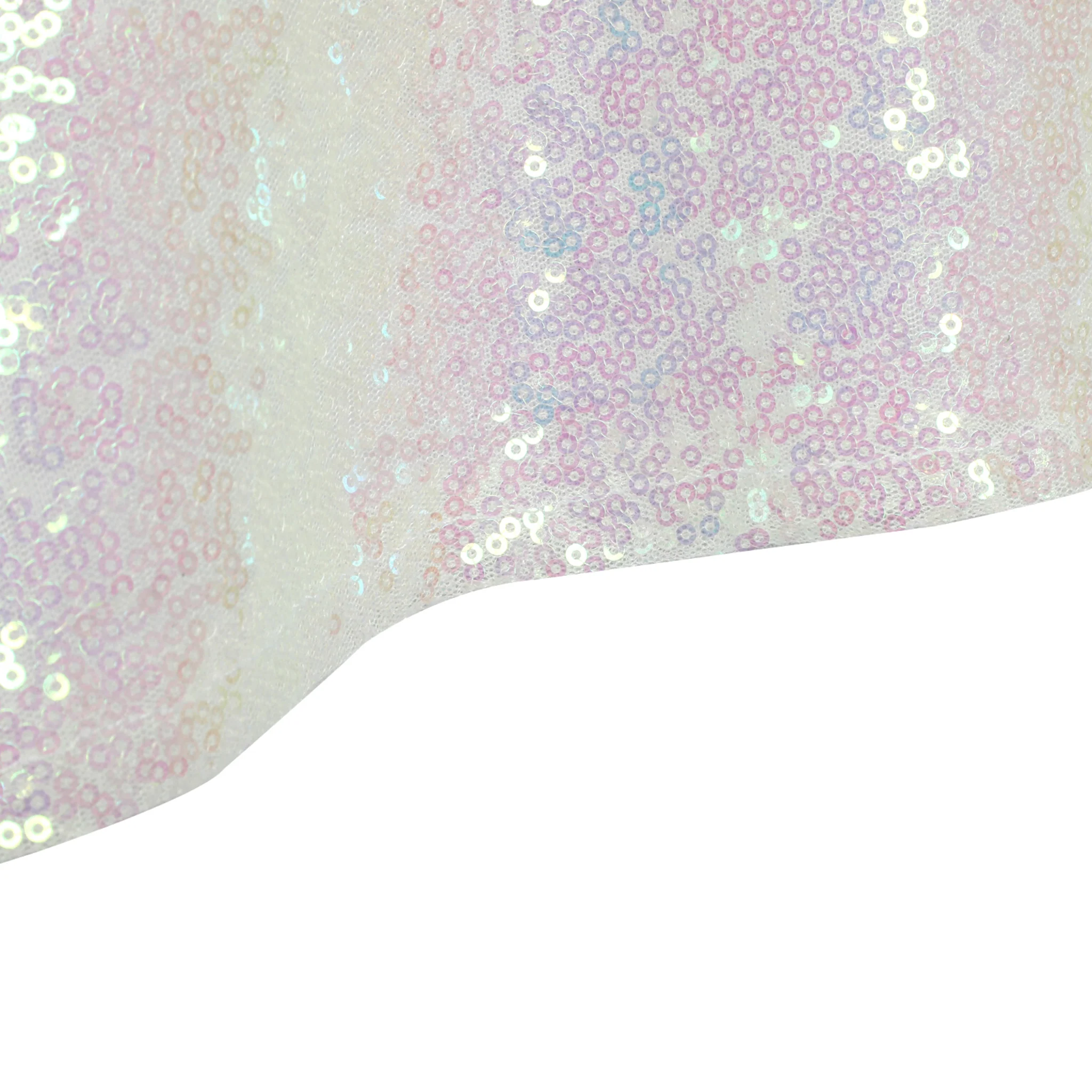 Glitz Sequin Mesh Net Table Overlay Topper 72"x72" Square - Iridescent White - Image 5