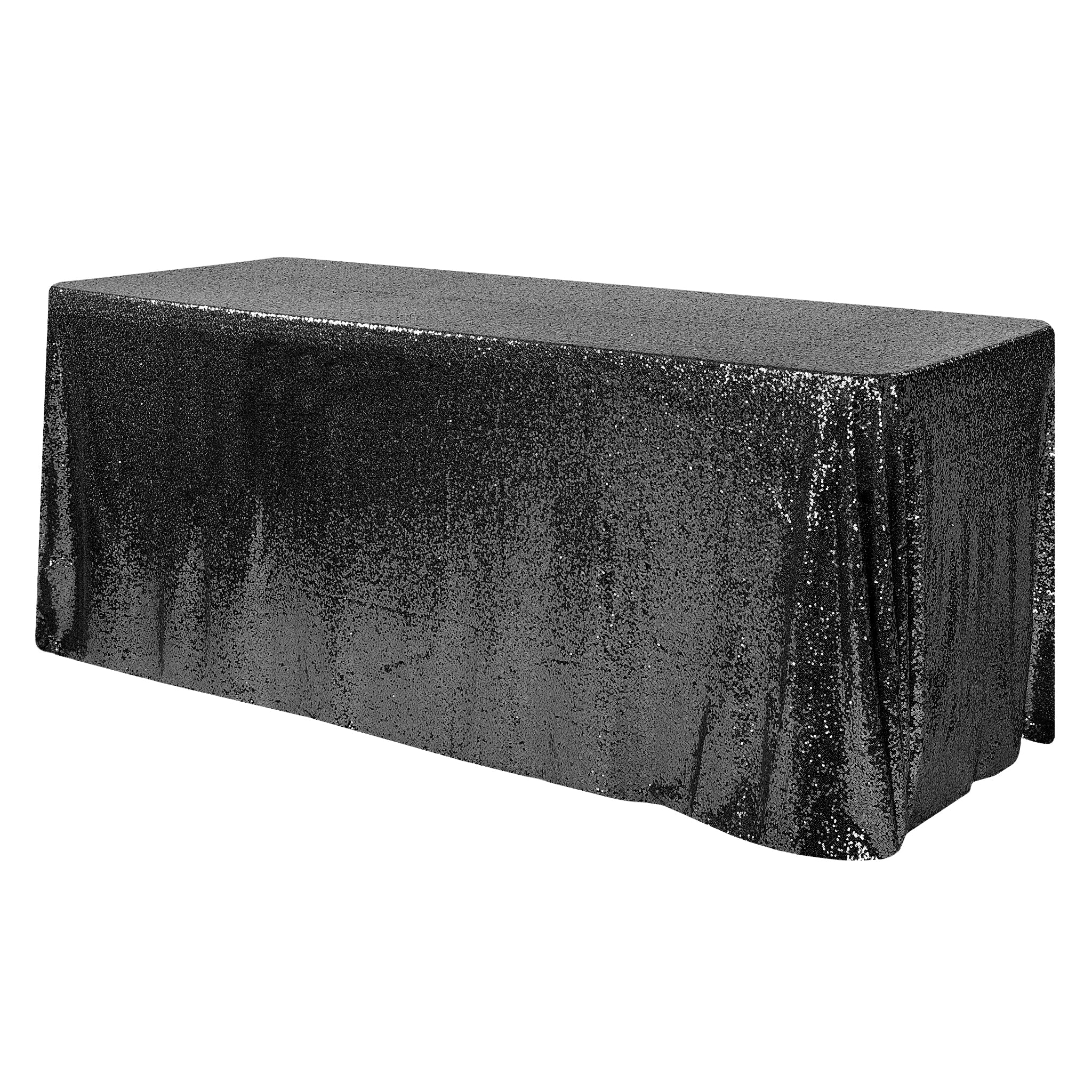 Glitz Sequin Mesh Net Tablecloth  90"x132" Rectangular -  Black - Image 3