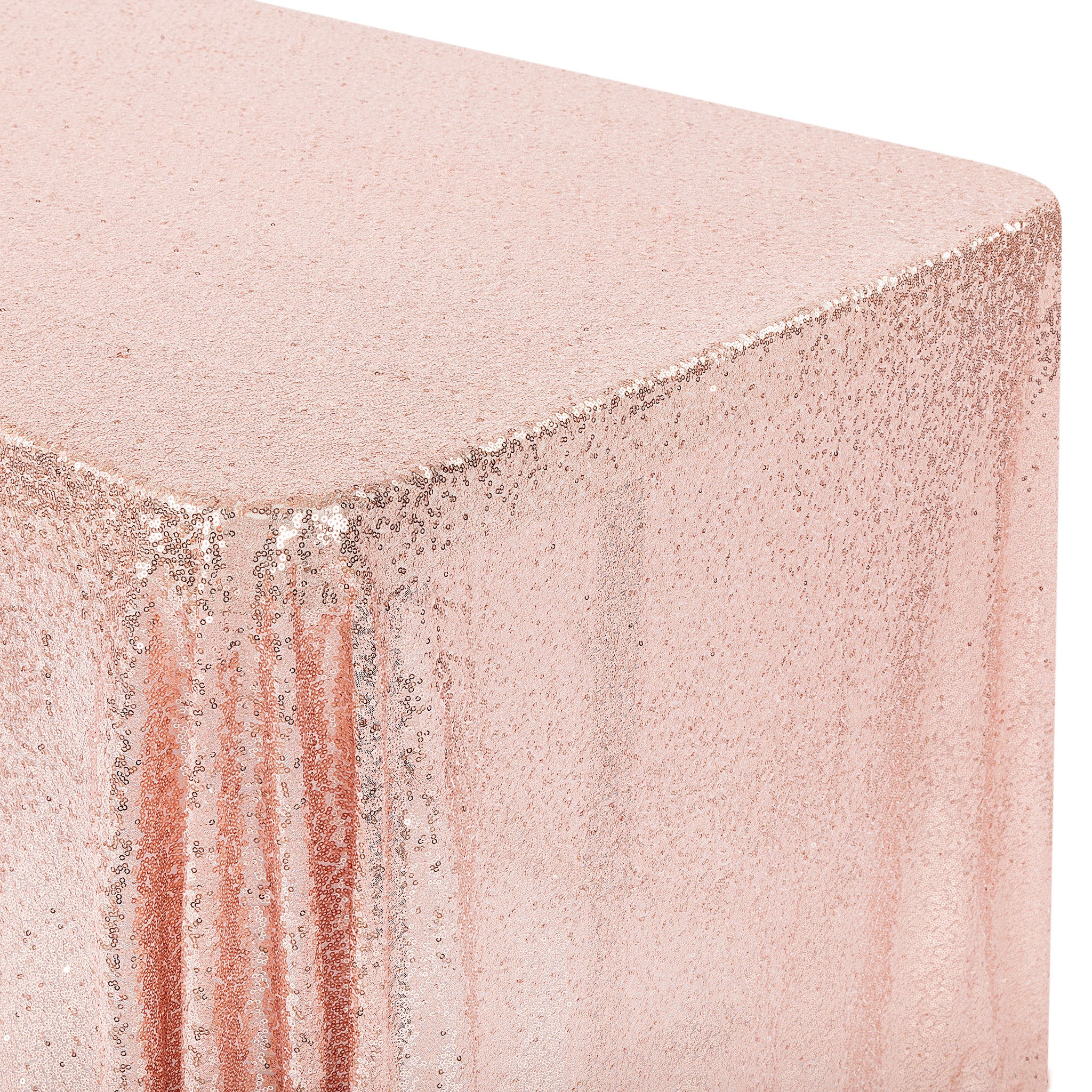 Glitz Sequin Mesh Net Tablecloth  90"x132" Rectangular -  Blush/Rose Gold - Image 2
