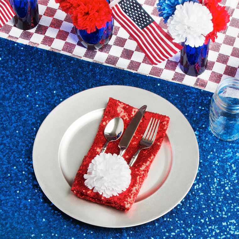 Glitz Sequin Napkin 20"x20" - Red - Image 3