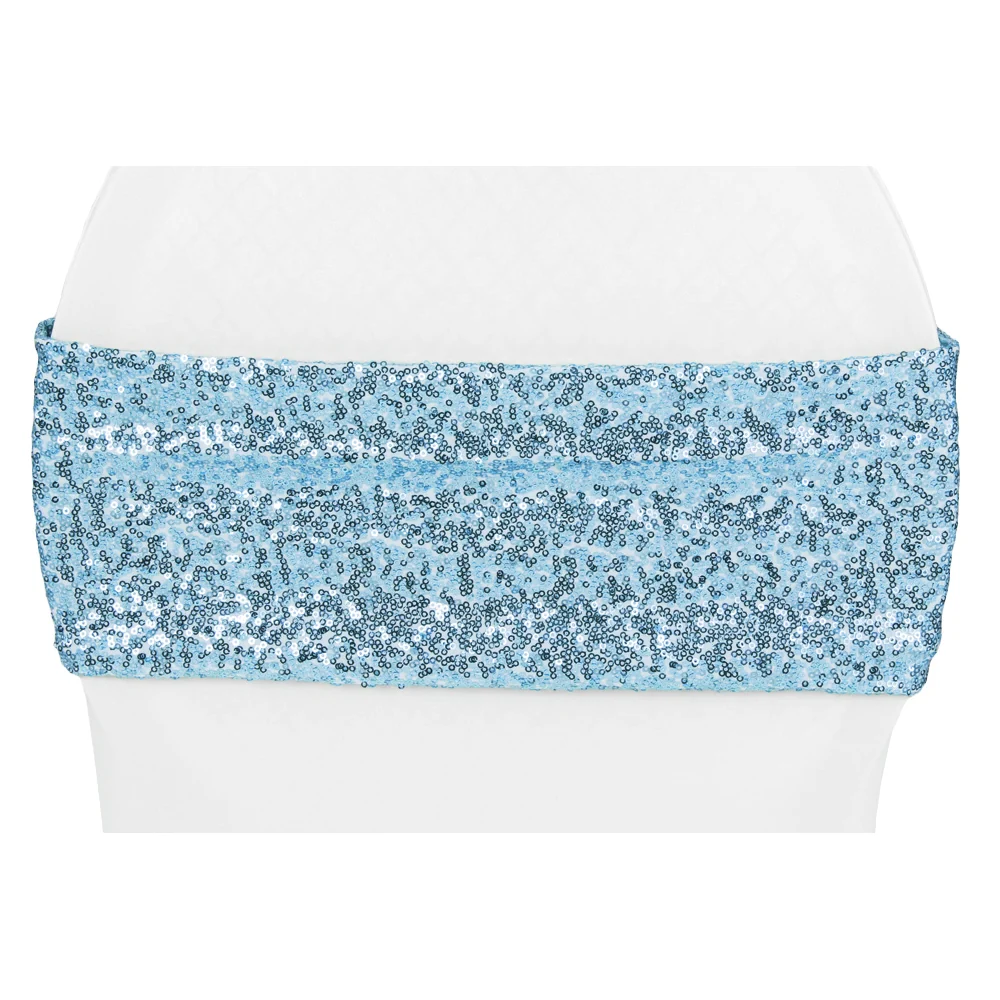 Glitz Sequin Spandex Chair Band - Baby Blue