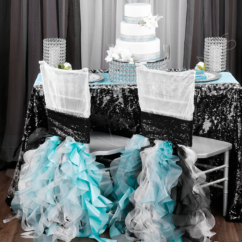 Glitz Sequin Spandex Chair Band - Black - Image 2