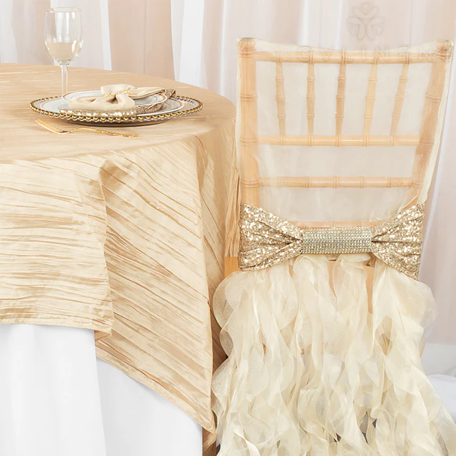 Glitz Sequin Spandex Chair Band - Champagne - Image 3