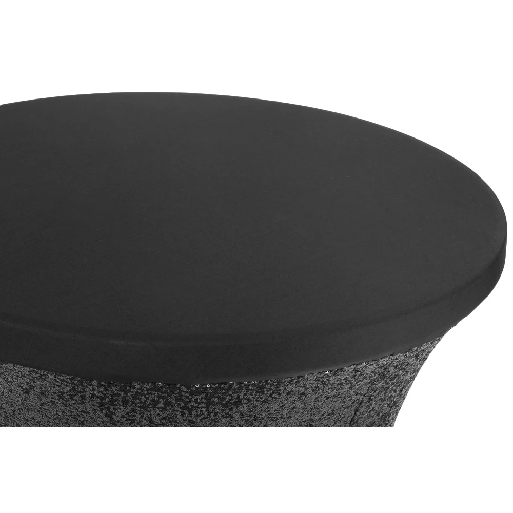Glitz Sequin Spandex Cocktail Table Cover 30"-32" Round - Black - Image 2
