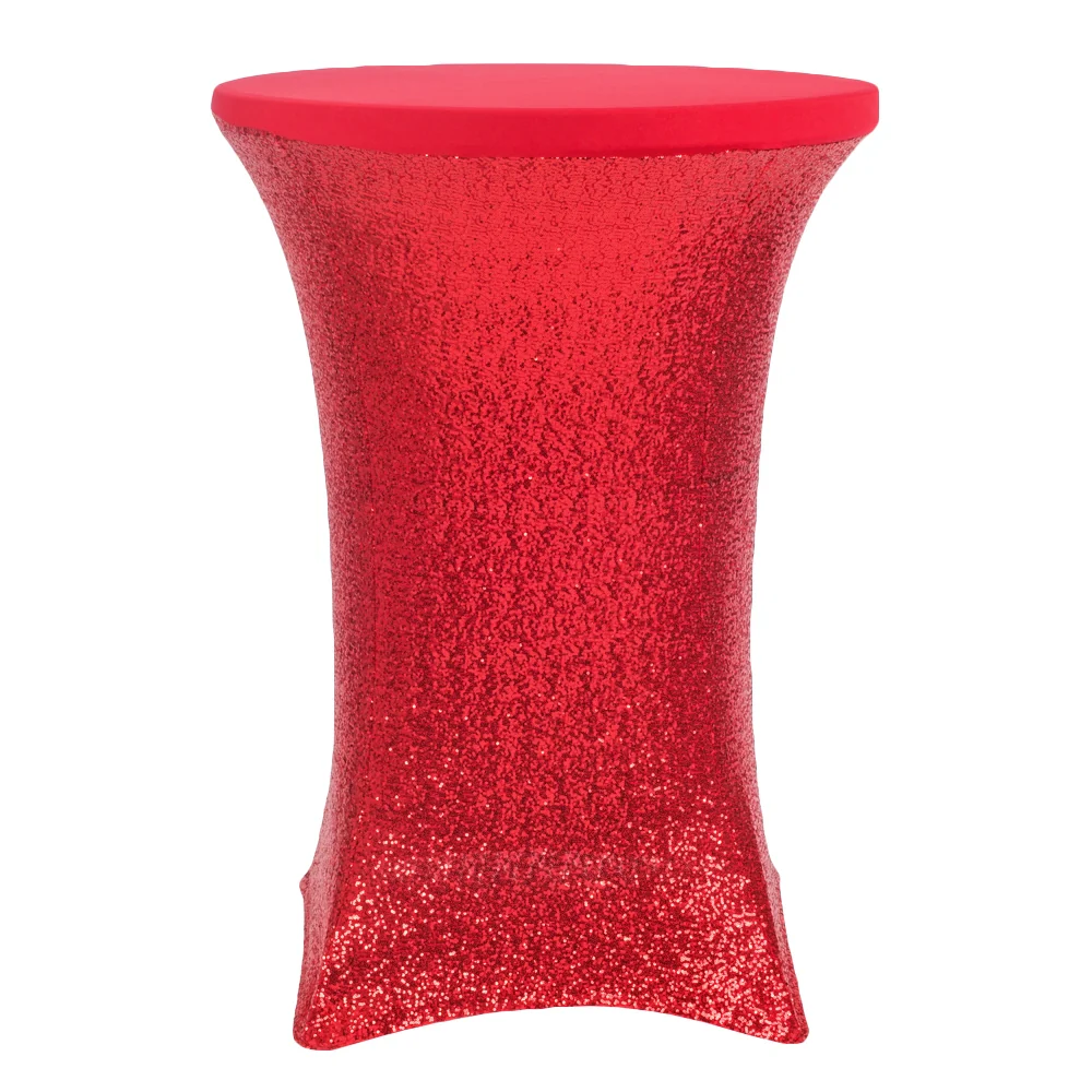Glitz Sequin Spandex Cocktail Table Cover 30"-32" Round - Red