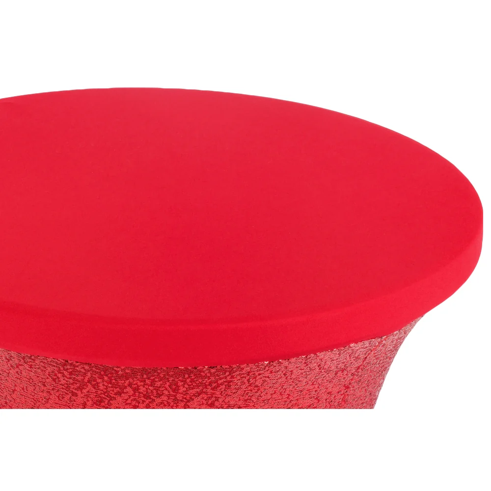 Glitz Sequin Spandex Cocktail Table Cover 30"-32" Round - Red - Image 2