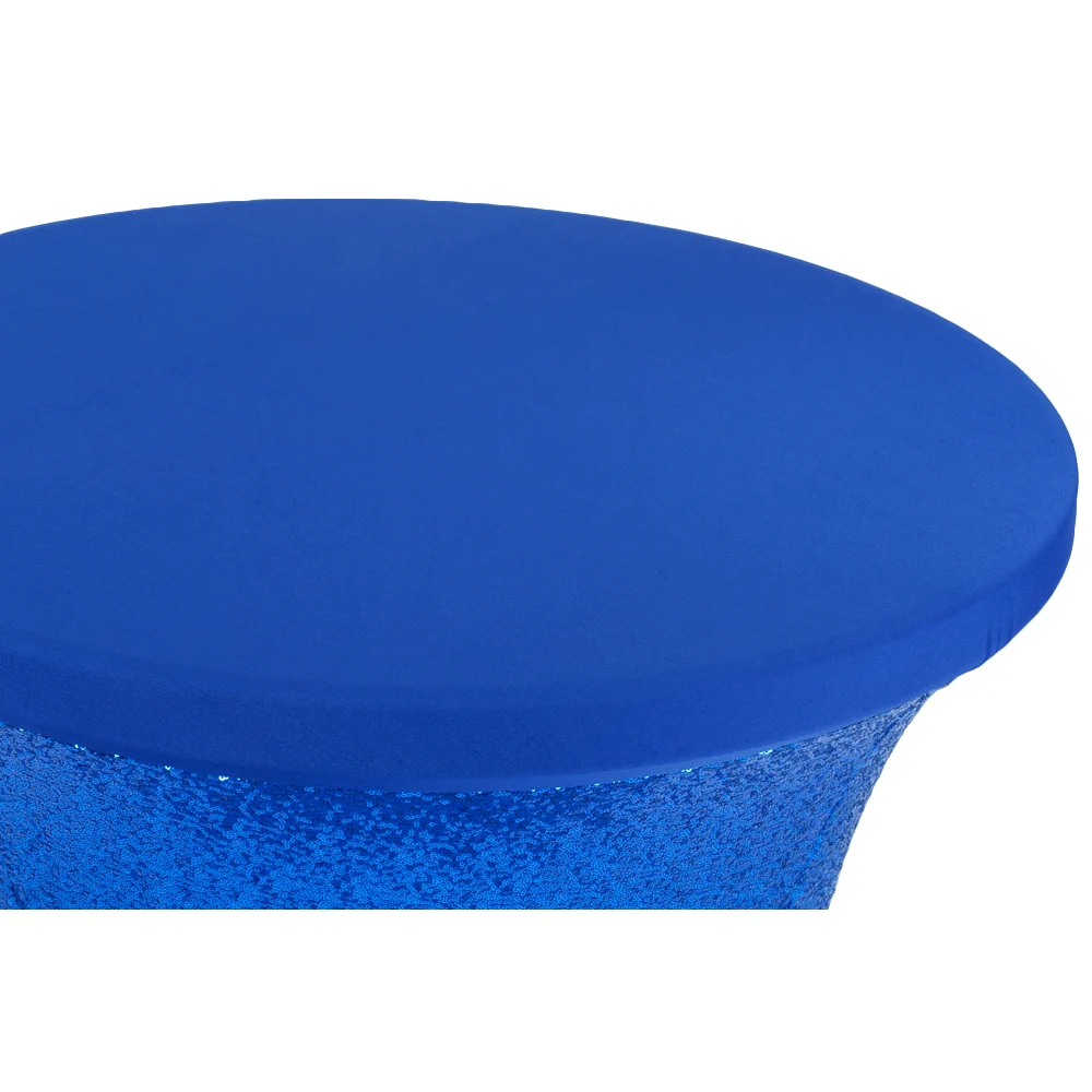 Glitz Sequin Spandex Cocktail Table Cover 30"-32" Round - Royal Blue - Image 2