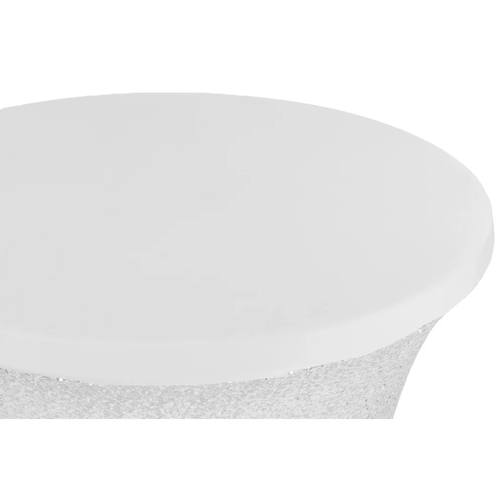 Glitz Sequin Spandex Cocktail Table Cover 30"-32" Round - Silver - Image 2