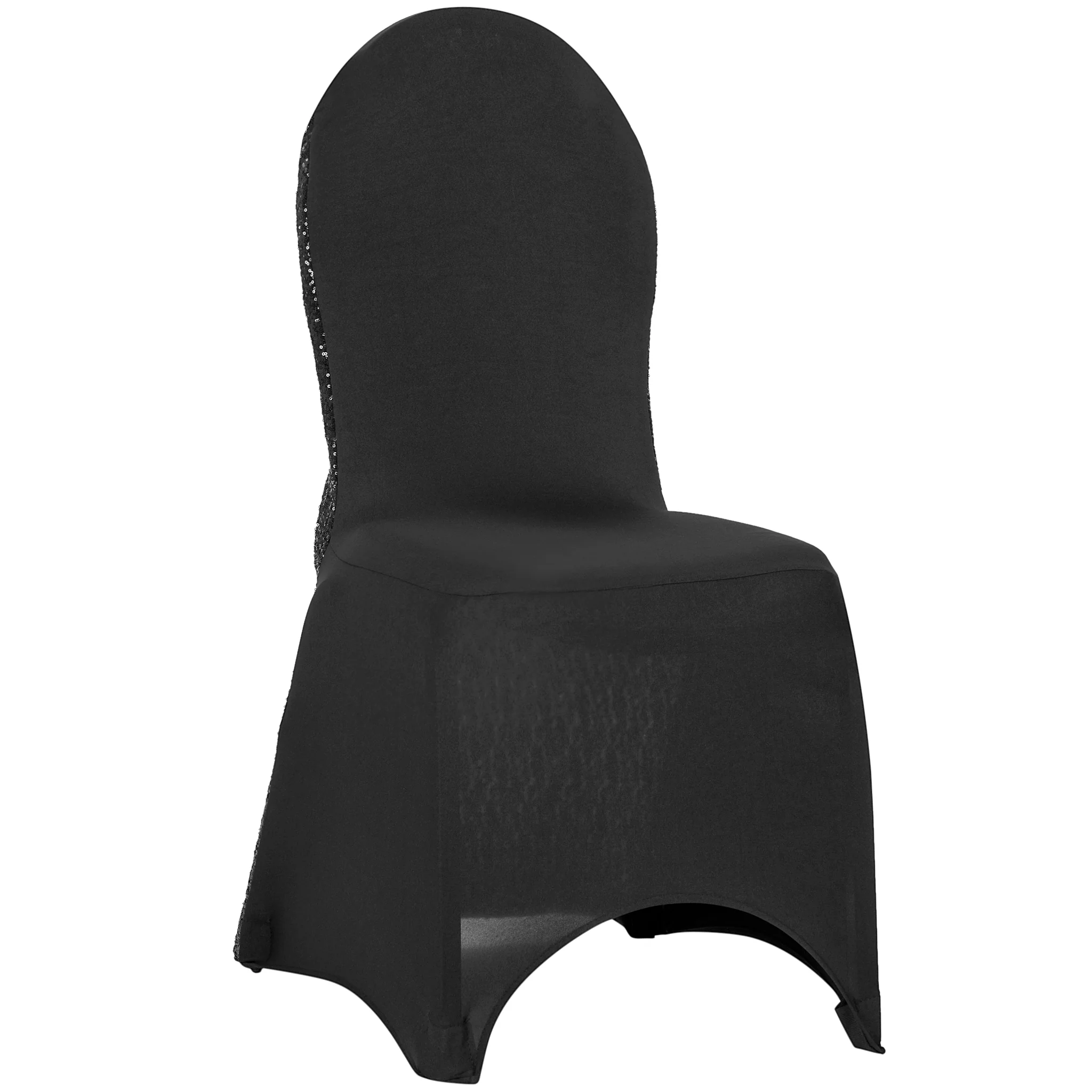 Glitz Sequin Stretch Spandex Banquet Chair Cover - Black - Image 2