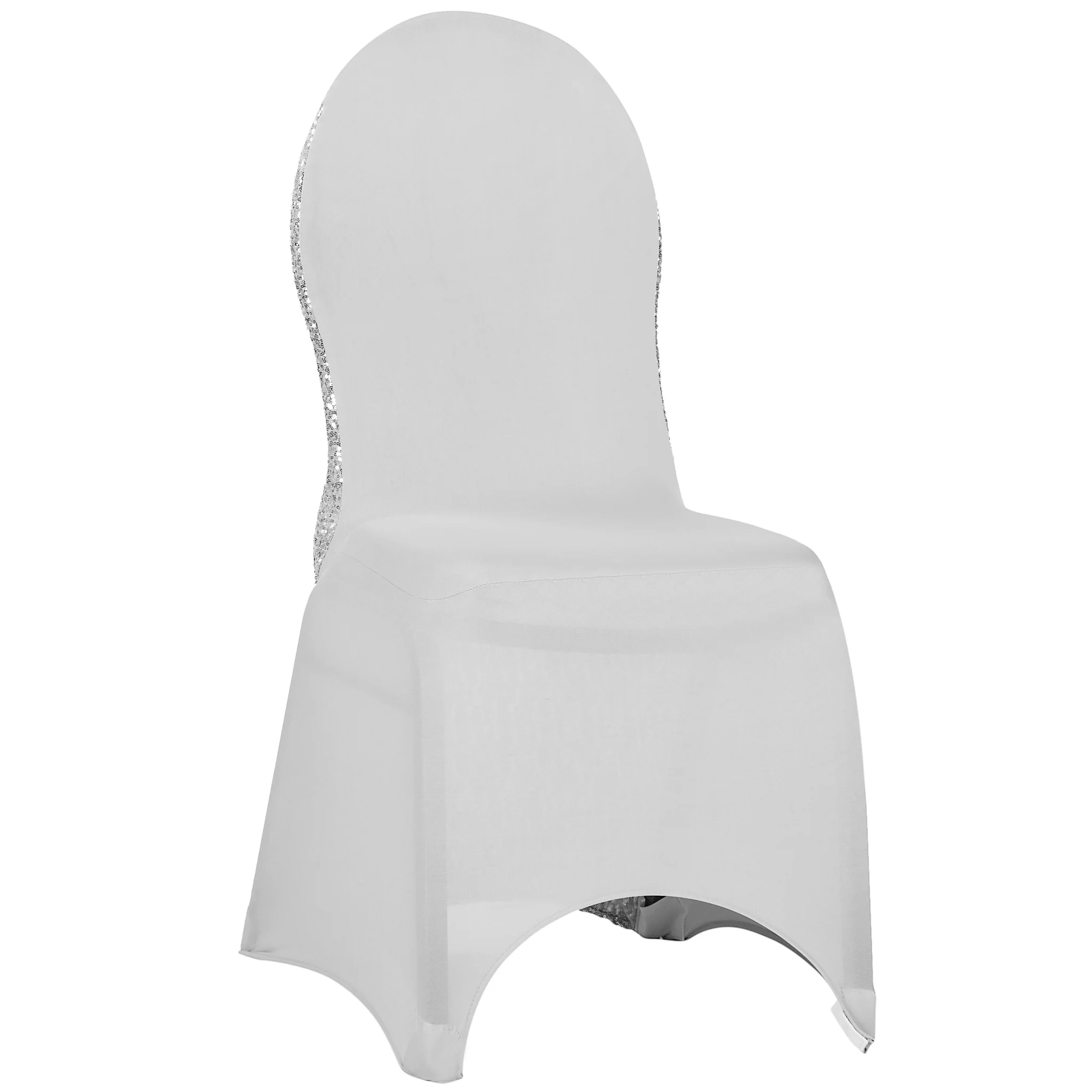 Glitz Sequin Stretch Spandex Banquet Chair Cover - Silver - Image 2