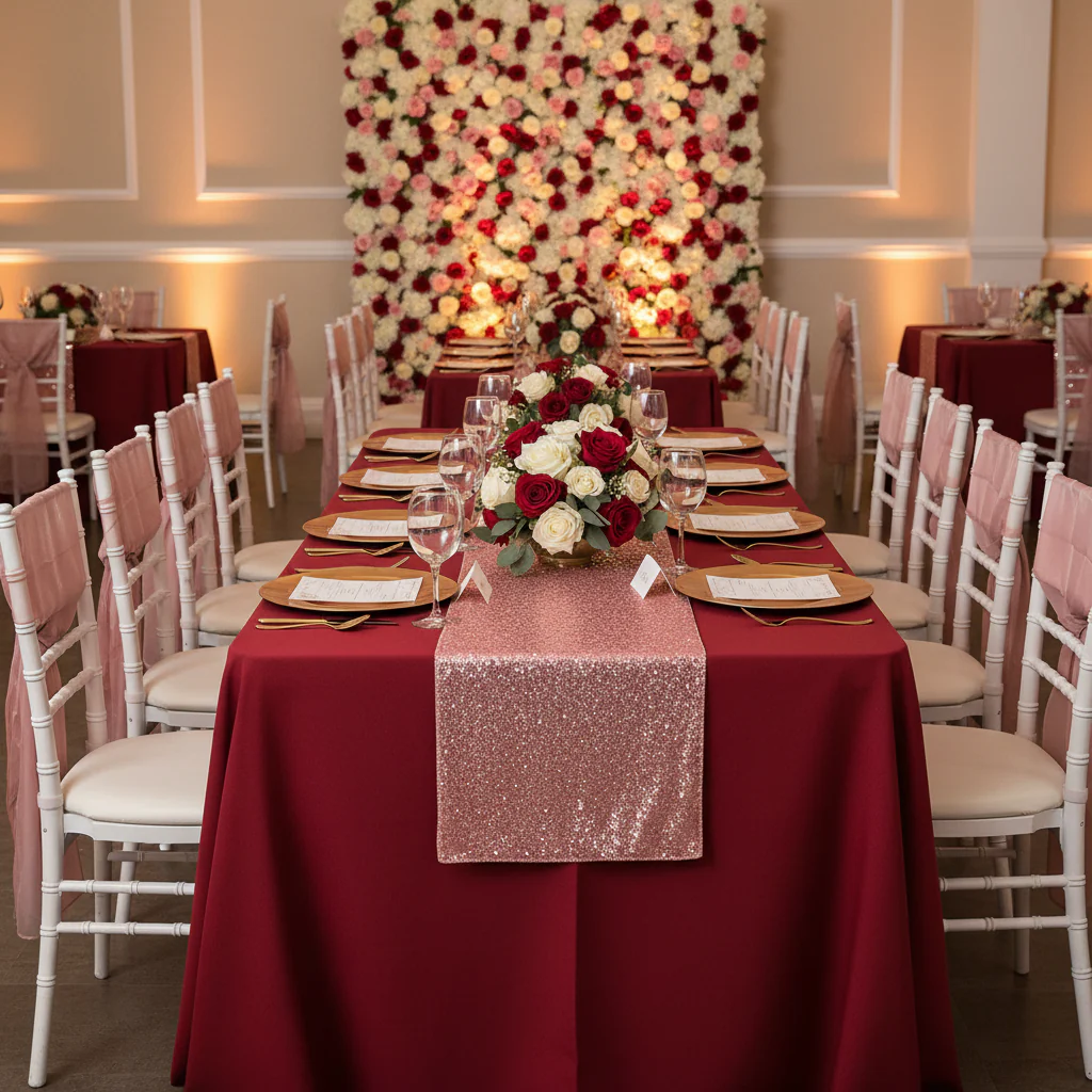 Glitz Sequin Table Runner - Dusty Rose/Mauve - Image 3