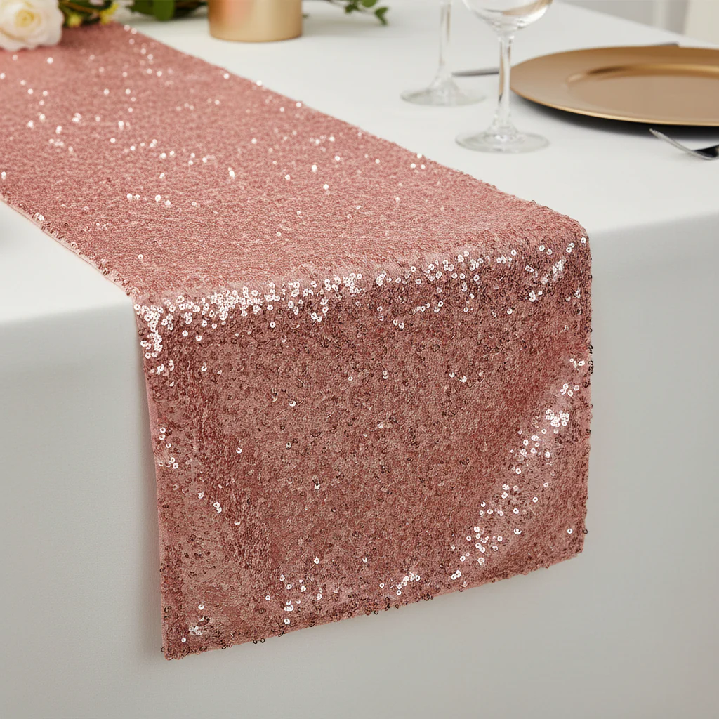 Glitz Sequin Table Runner - Dusty Rose/Mauve - Image 4