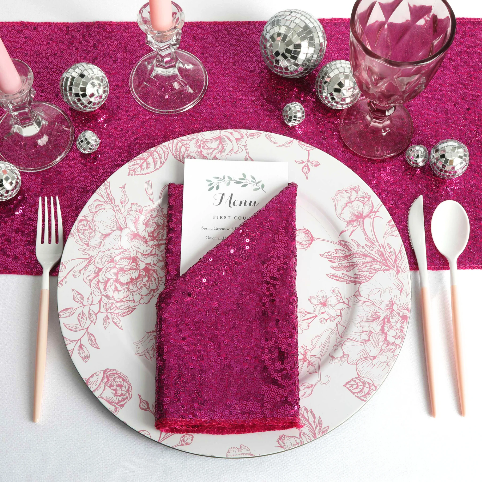 Glitz Sequin Table Runner - Magenta - Image 2