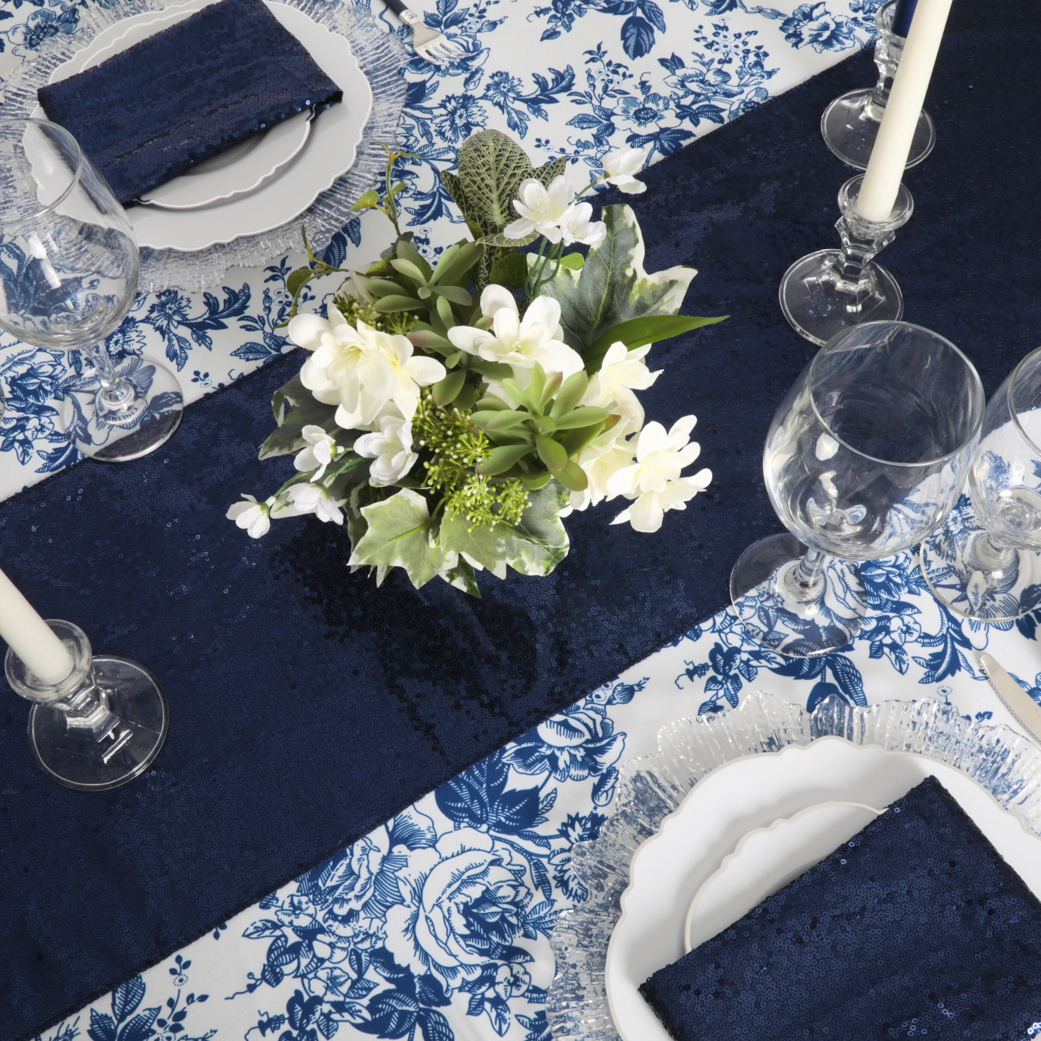 Glitz Sequin Table Runner - Navy Blue (New Tone) - Image 2