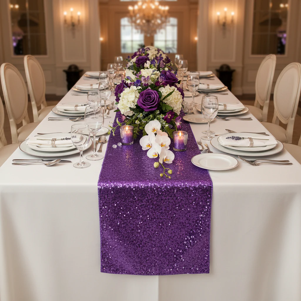 Glitz Sequin Table Runner - Purple - Image 2