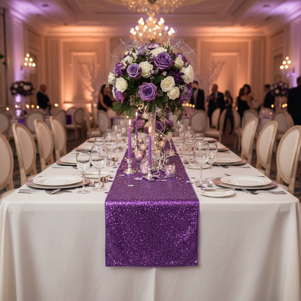 Glitz Sequin Table Runner - Purple - Image 3