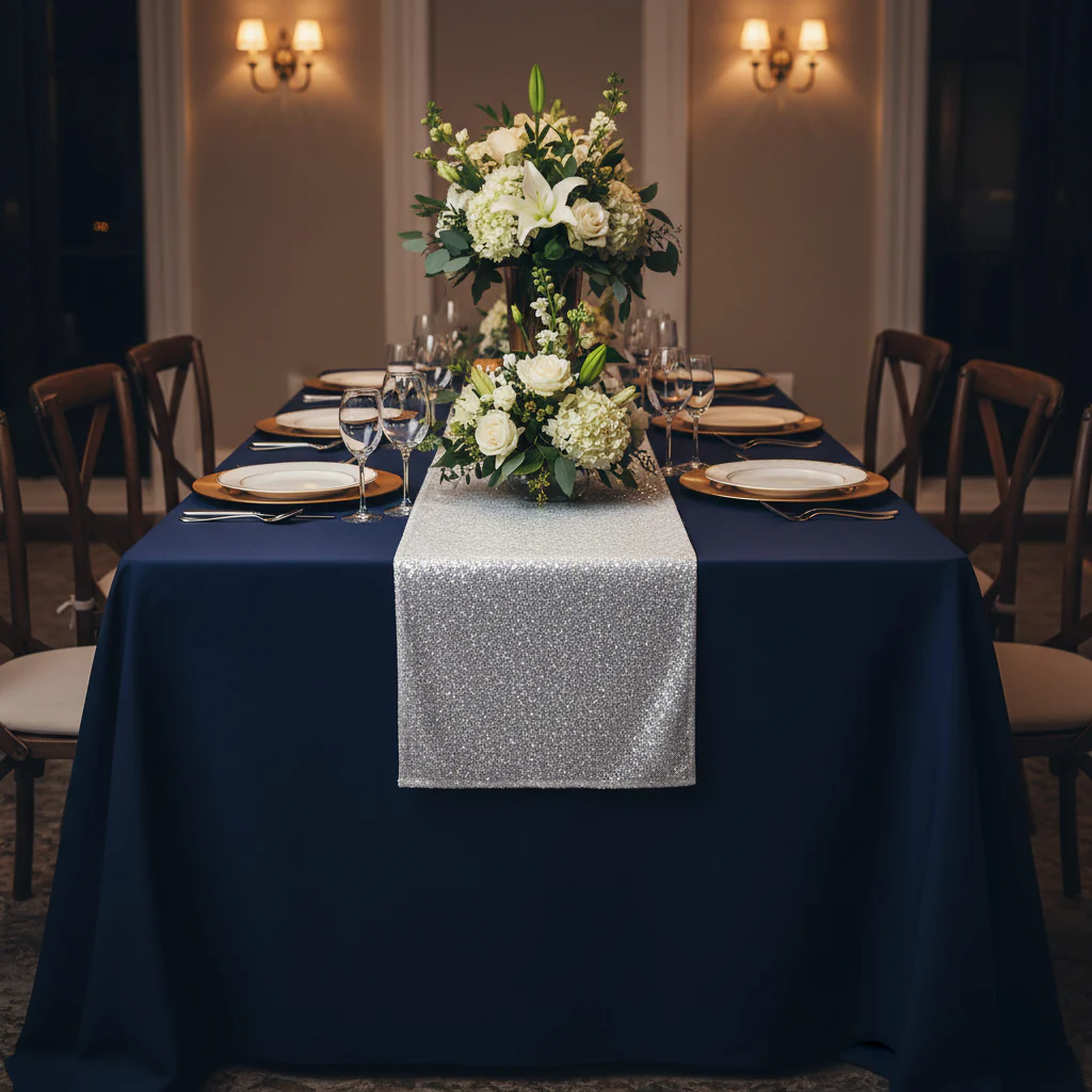 Glitz Sequin Table Runner - White - Image 3