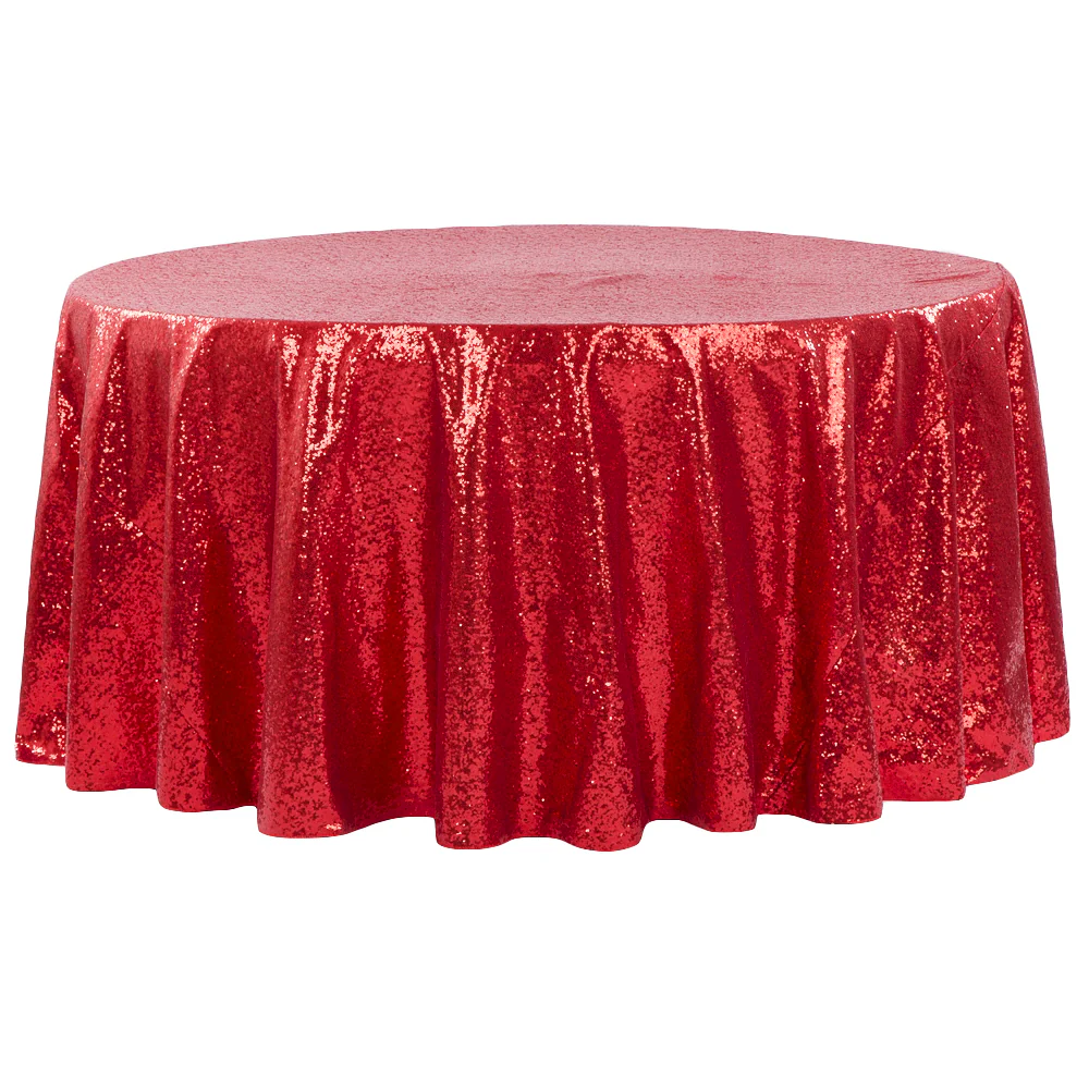 Glitz Sequins 120" Round Tablecloth - Apple Red - Image 2