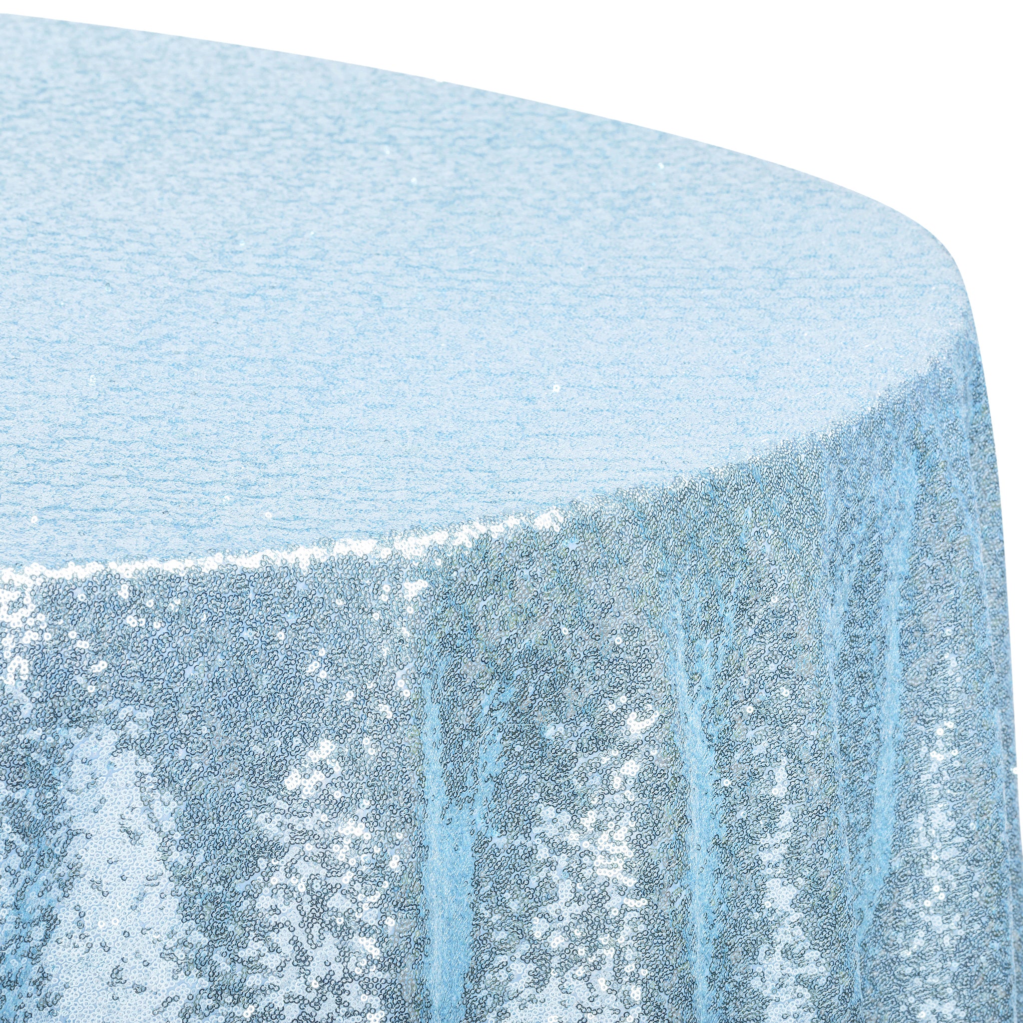 Glitz Sequins 120" Round Tablecloth - Baby Blue - Image 4