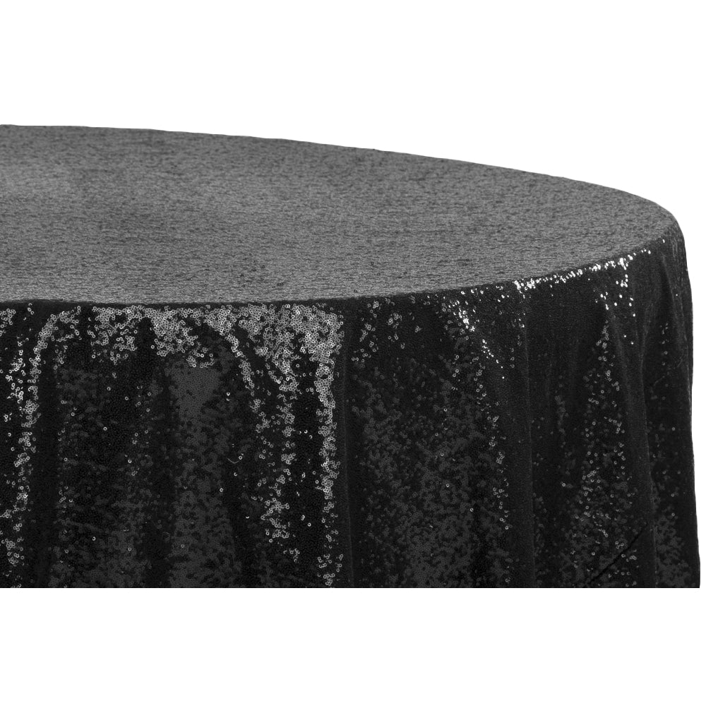 Glitz Sequins 120" Round Tablecloth - Black - Image 3