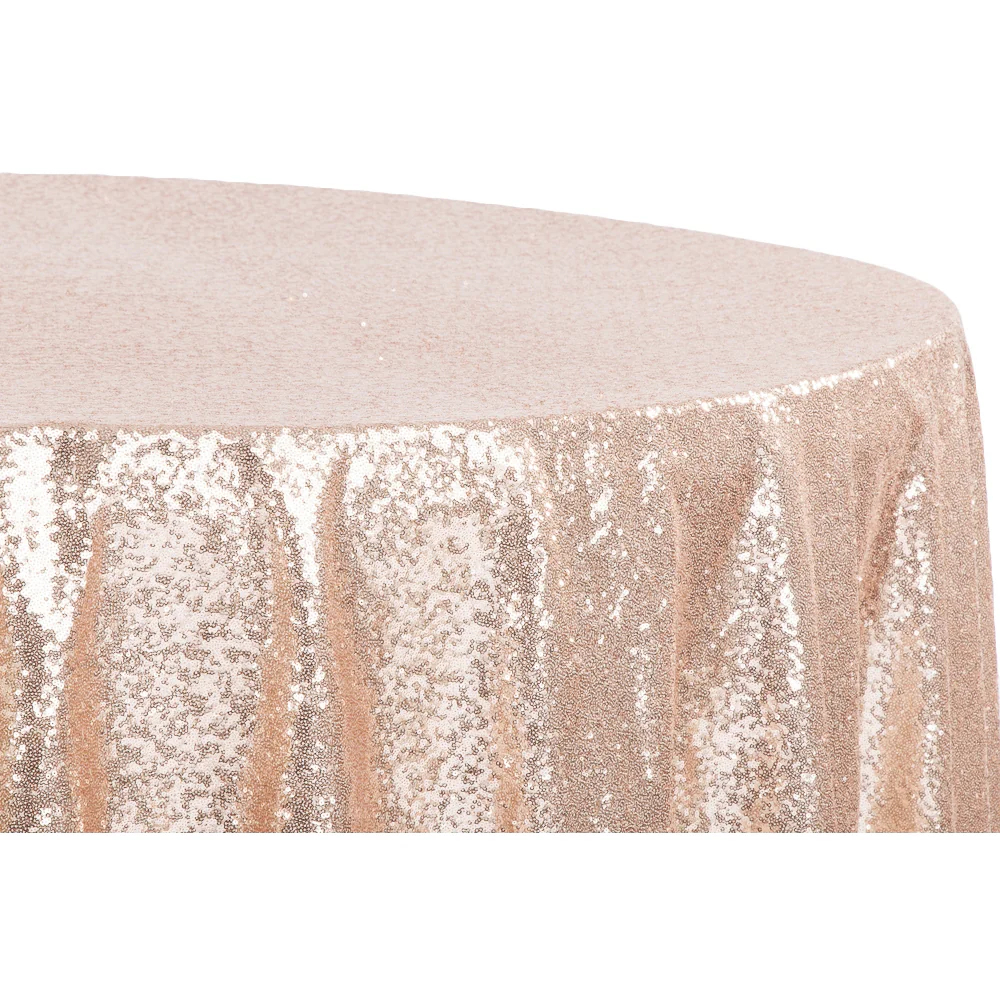 Glitz Sequins 120" Round Tablecloth - Blush/Rose Gold - Image 4