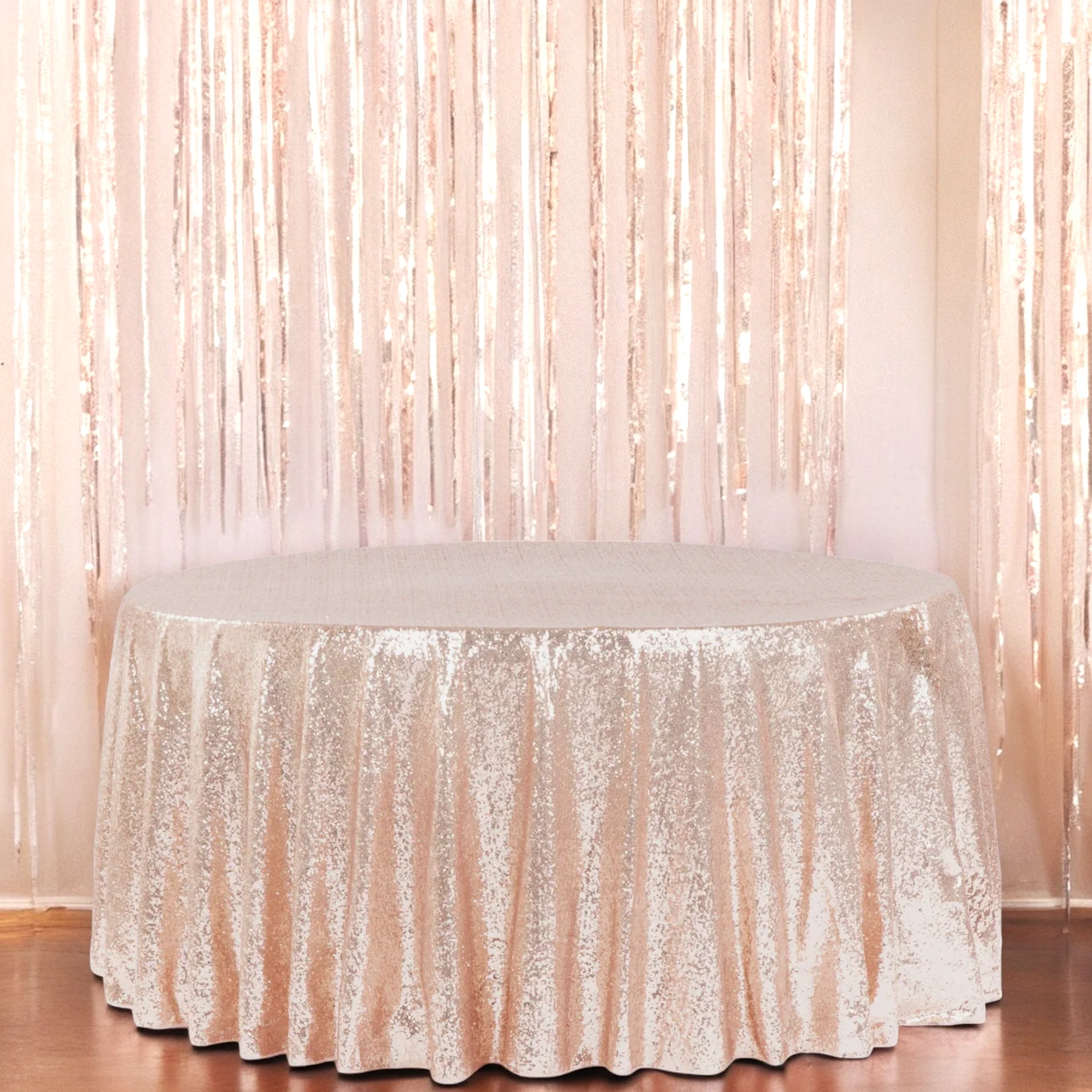 Glitz Sequins 120" Round Tablecloth - Blush/Rose Gold - Image 5