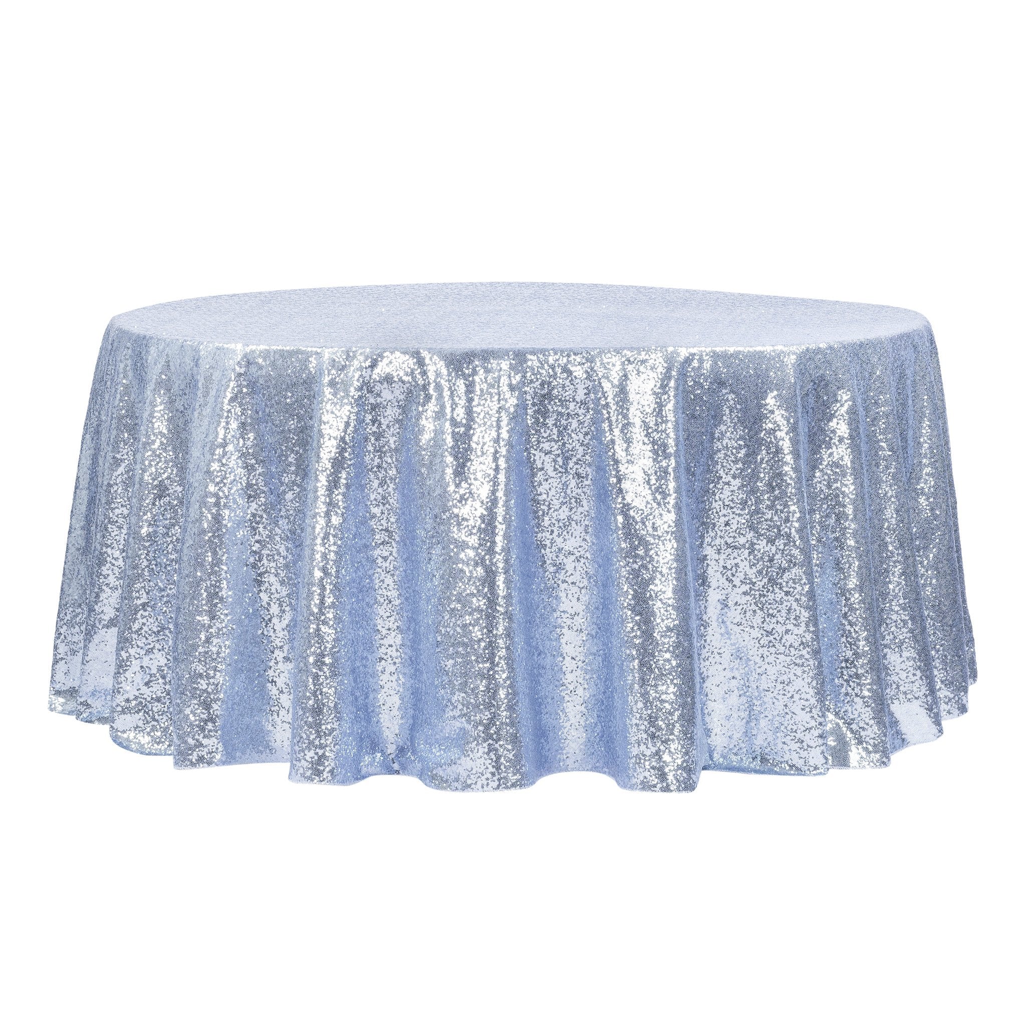 Glitz Sequins 120" Round Tablecloth - Dusty Blue - Image 3