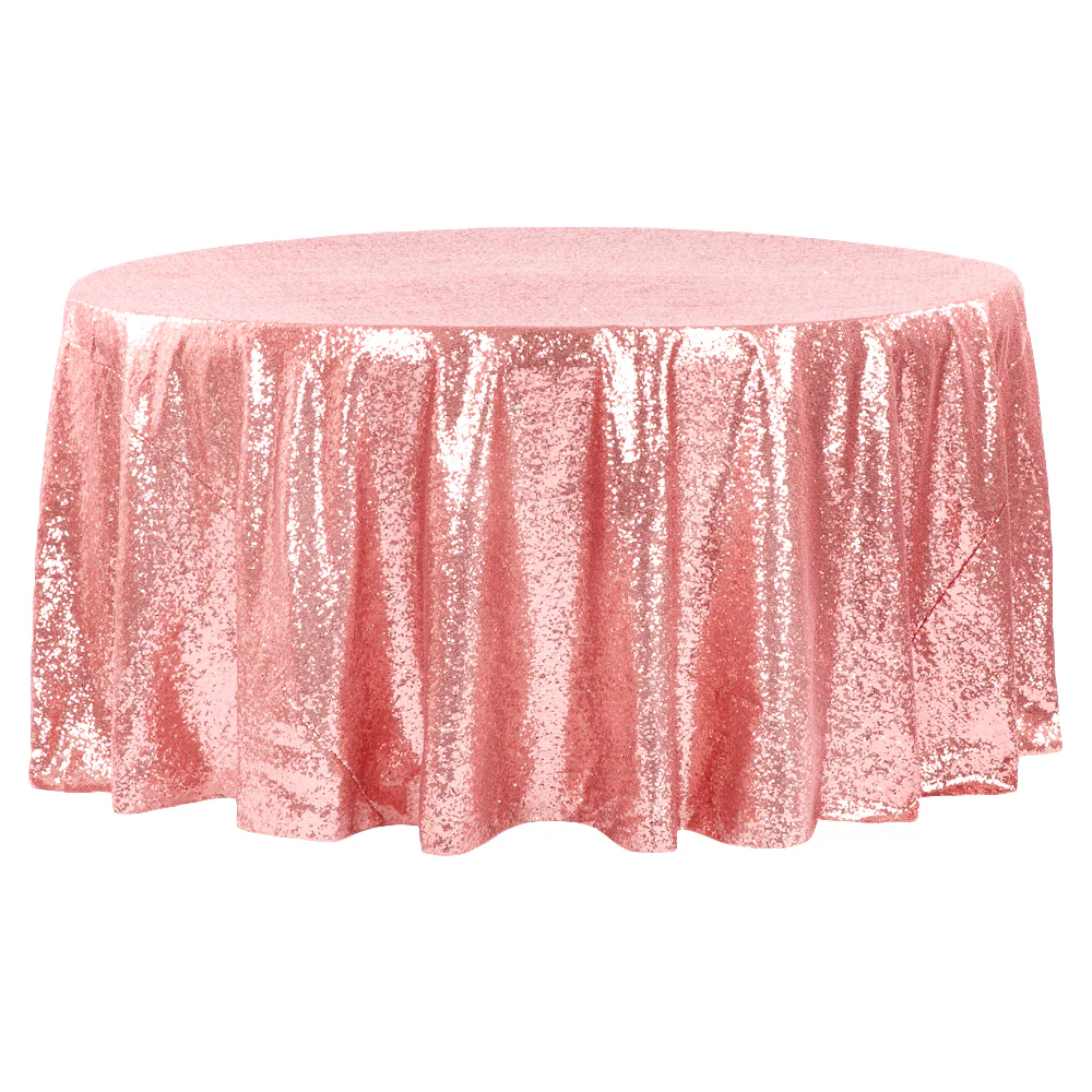 Glitz Sequins 120" Round Tablecloth - Dusty Rose/Mauve - Image 2
