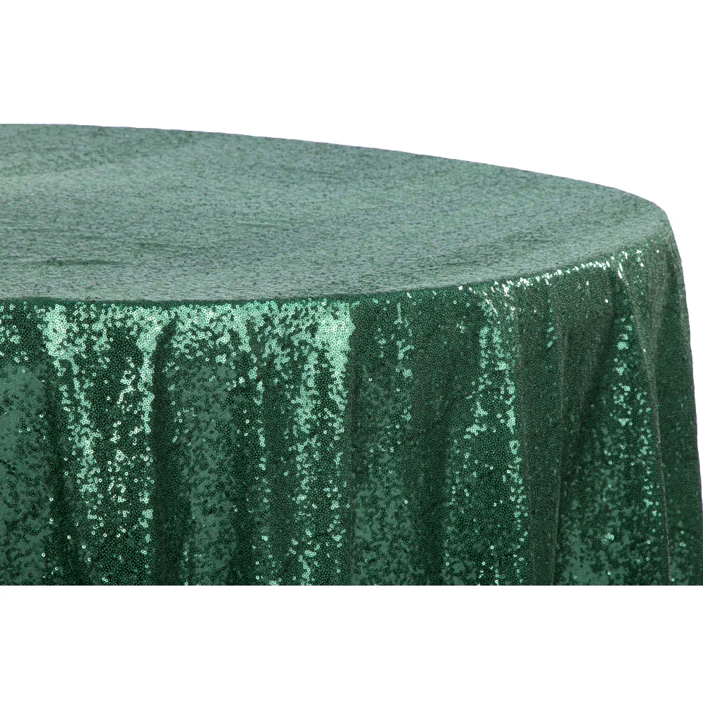 Glitz Sequins 120" Round Tablecloth - Emerald Green - Image 3