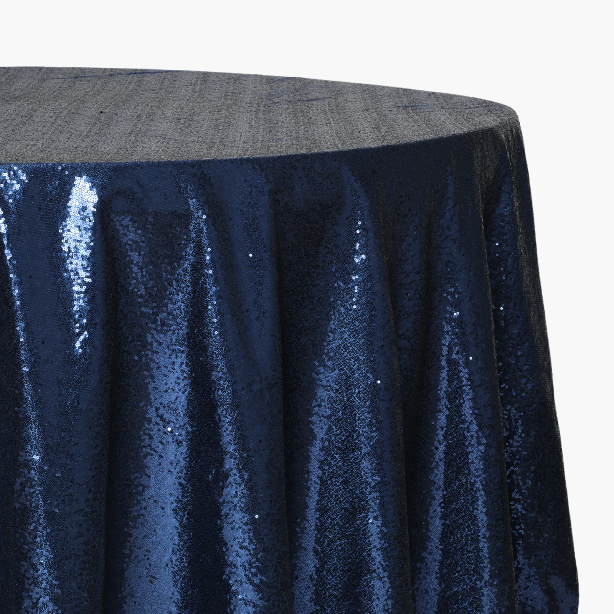 Glitz Sequins 120" Round Tablecloth - Navy Blue (New Tone) - Image 2