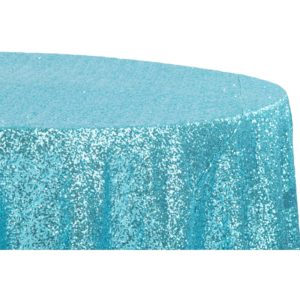 Glitz Sequins 120" Round Tablecloth - Turquoise - Image 2