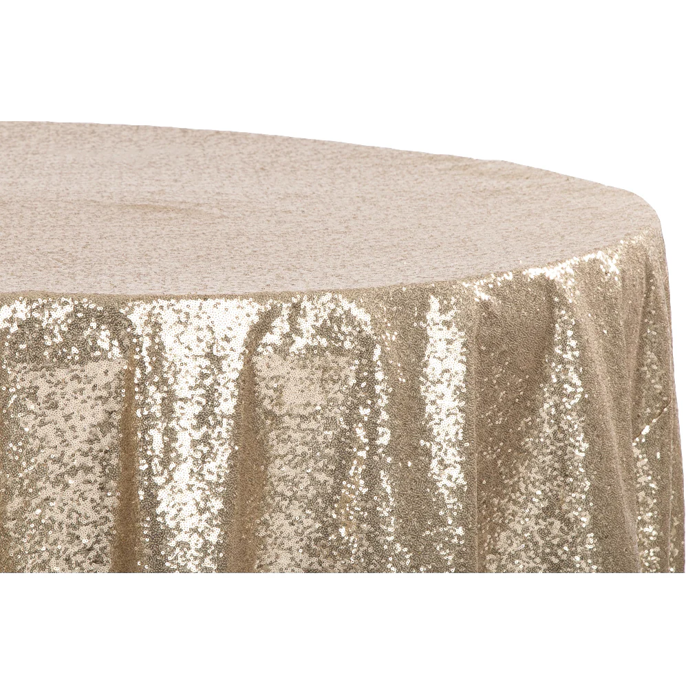 Glitz Sequins 132" Round Tablecloth - Champagne - Image 4