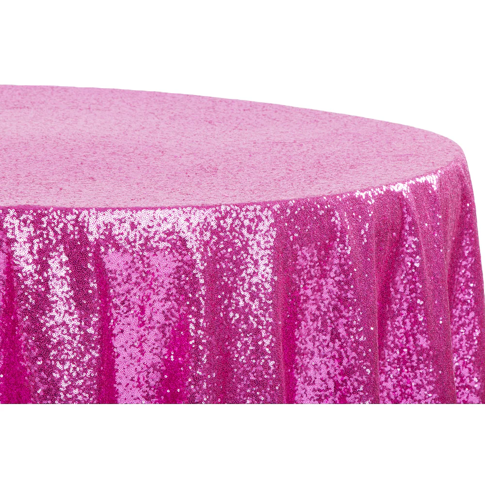 Glitz Sequins 132" Round Tablecloth - Fuchsia - Image 4