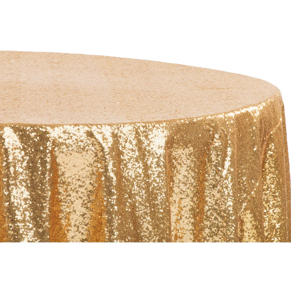Glitz Sequins 132" Round Tablecloth - Gold - Image 4