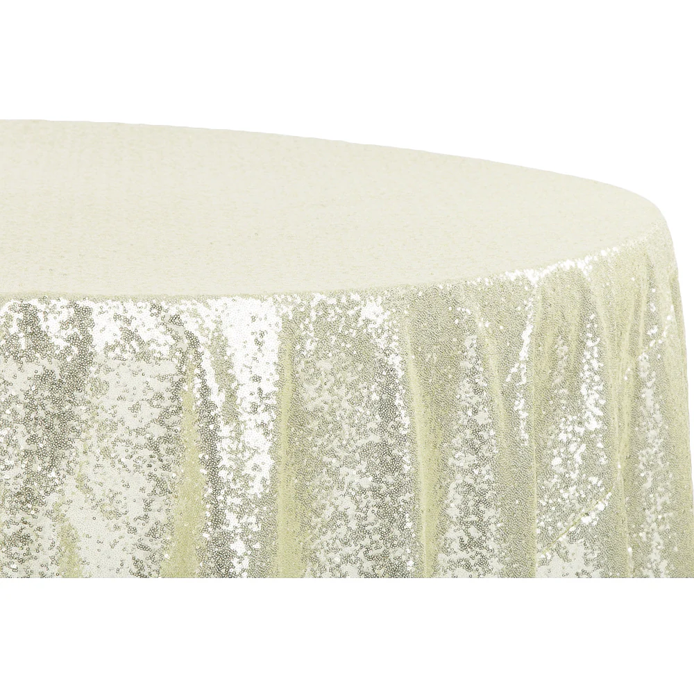 Glitz Sequins 132" Round Tablecloth - Ivory - Image 3