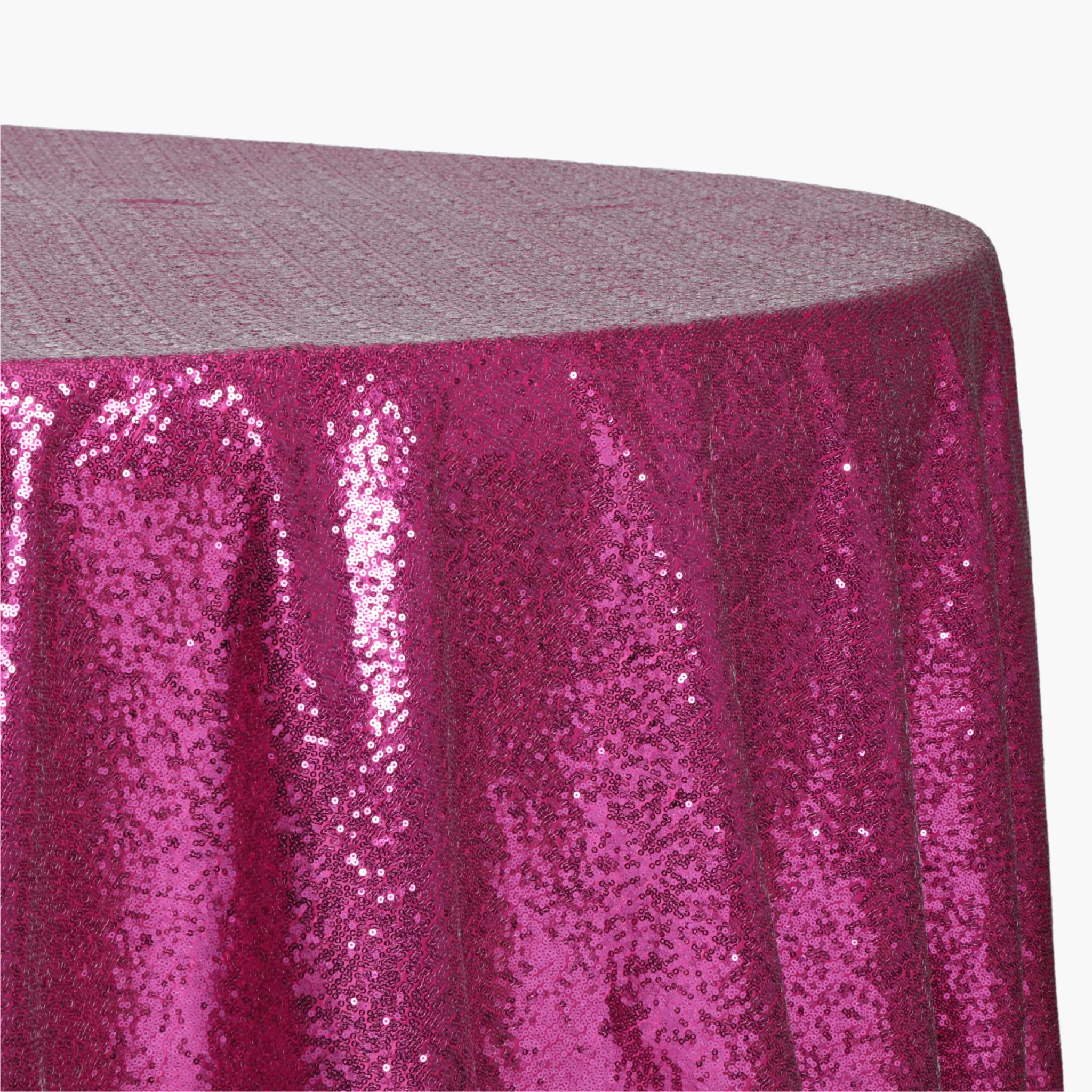 Glitz Sequins 132" Round Tablecloth - Magenta - Image 3