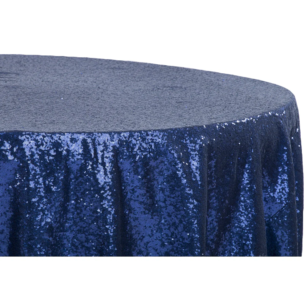 Glitz Sequins 132" Round Tablecloth - Navy Blue - Image 2