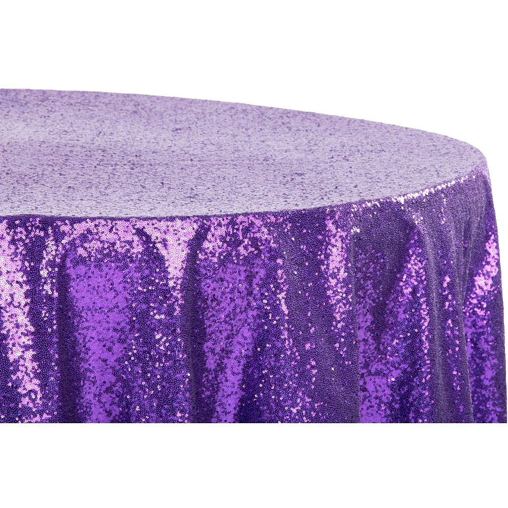 Glitz Sequins 132" Round Tablecloth - Purple - Image 2