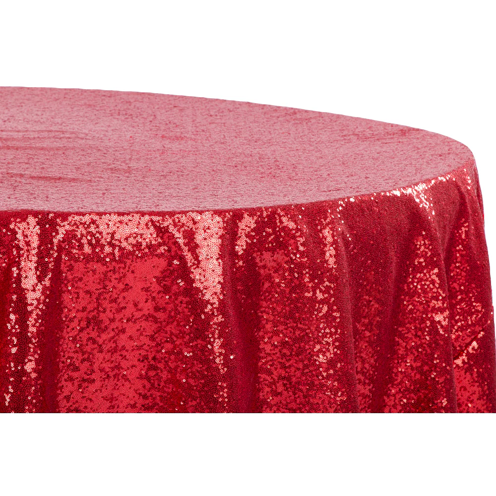 Glitz Sequins 132" Round Tablecloth - Red - Image 4