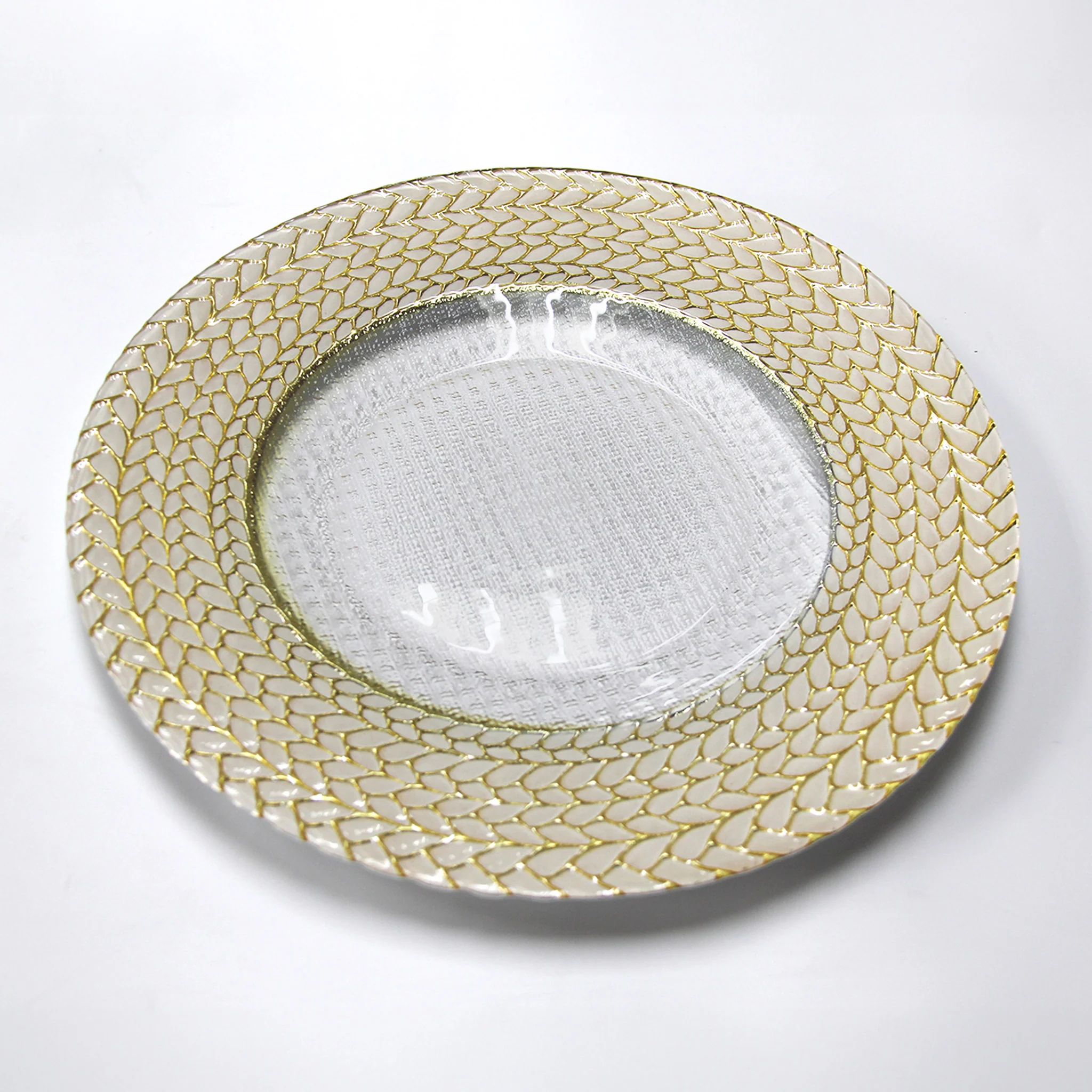 Gold Braided Rim Glass Charger Plate - Image 7