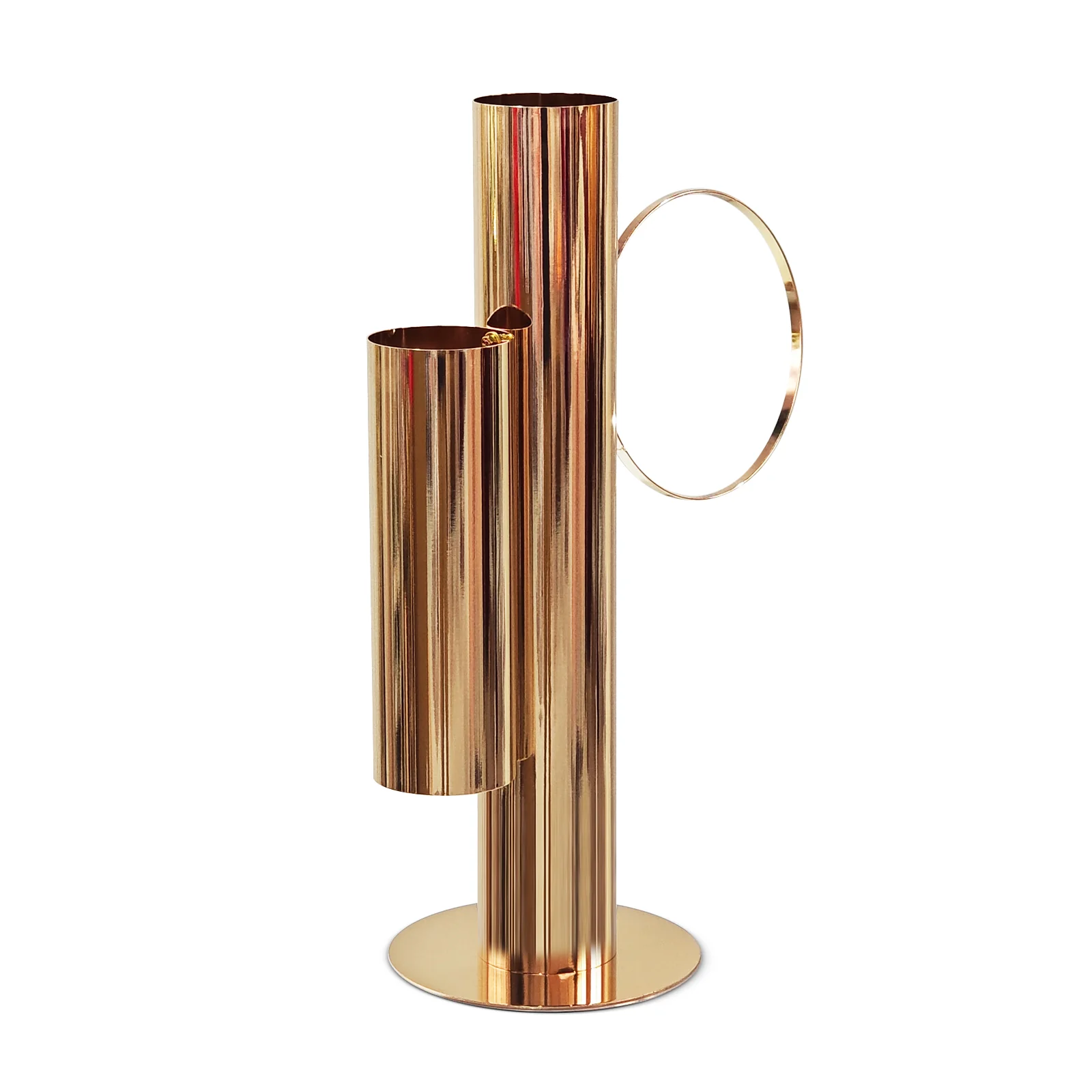 Set of 2 Modern Double Tube Floral Centerpiece Stand - Gold - Image 6