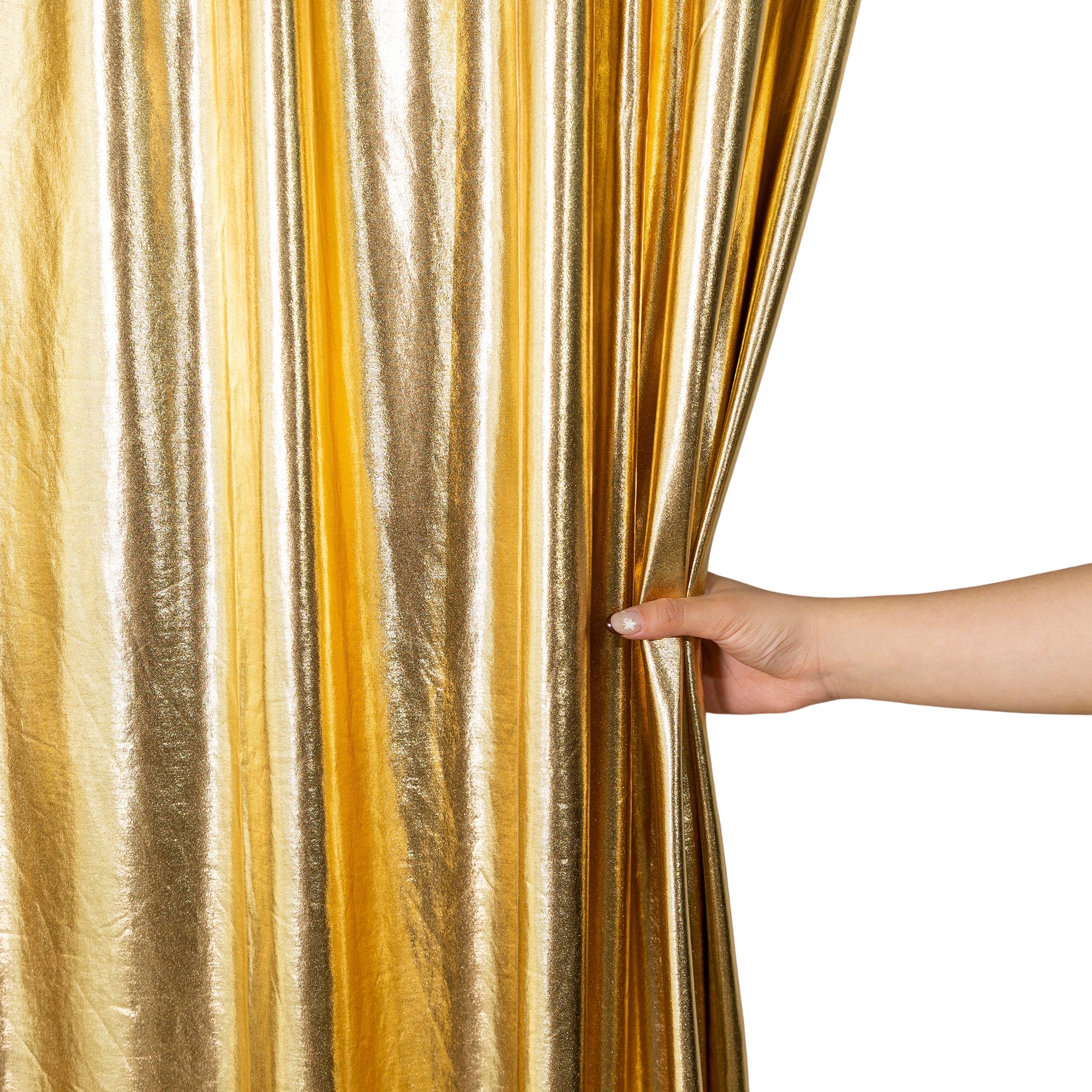 Metallic Gold Spandex Drape Curtain – 10ft x 60" Wrinkle-Free Backdrop Panel - Image 2